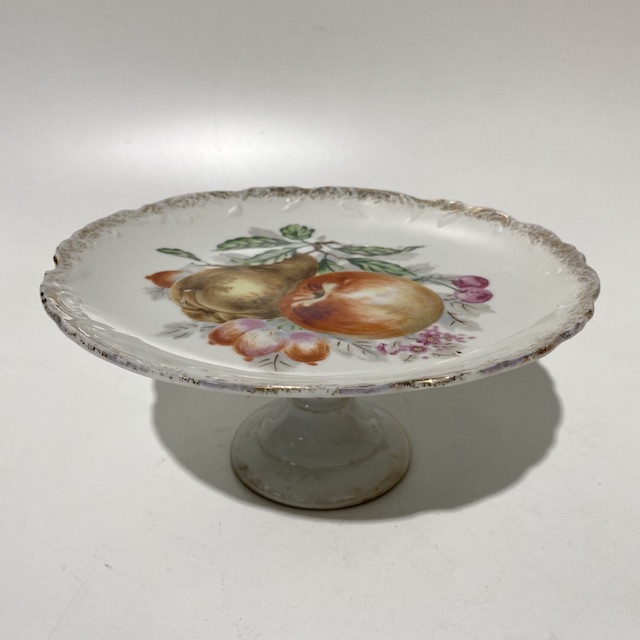 CAKE STAND, Vintage Plate Stand w Fruit
